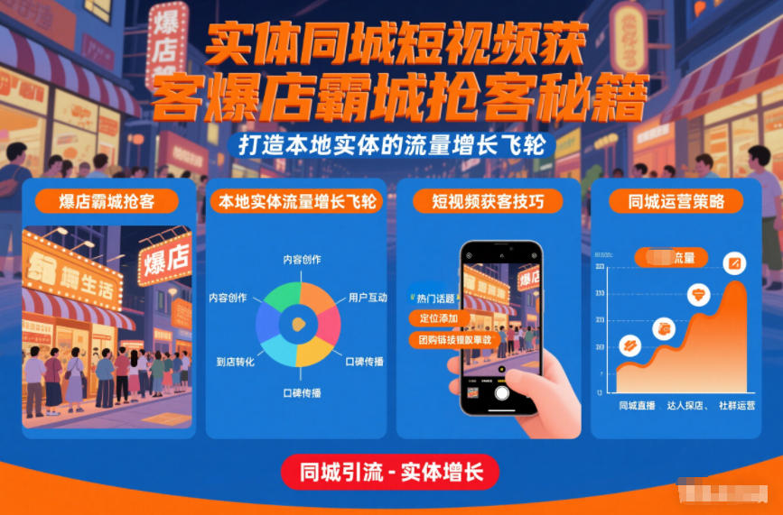 实体同城短视频获客爆店霸城抢客秘籍，打造本地实体的流量增长飞*