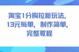 淘宝1分购拉新玩法，13米每单，制作简单，完整教程-麦资源网
