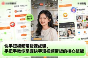 快手短视频带货速成课，手把手教你掌握快手短视频带货的核心技能-麦资源网