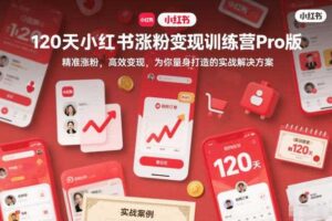120天小红书涨粉变现训练营Pro版，​精准涨粉，高效变现​，为你量身打造的实战解决方案-麦资源网