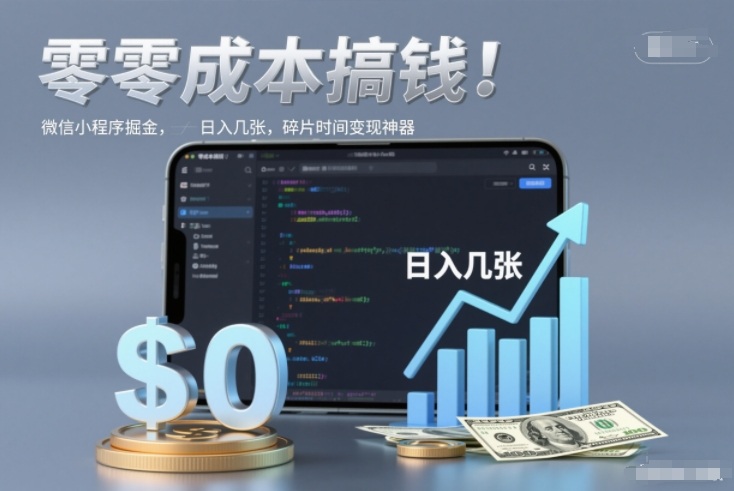 零成本搞钱，微信小程序掘金，简单易操作，日入几张，碎片时间变现*【揭秘】