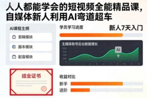 人人都能学会的短视频全能精品课，自媒体新人利用AI弯道超车-麦资源网