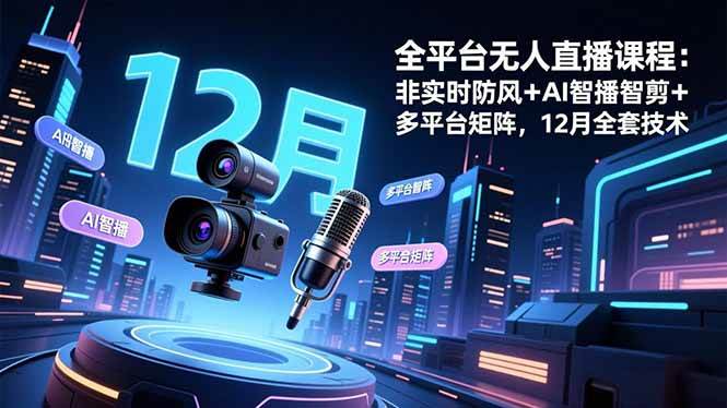 图片[1]-（16754期）全平台无人直播课程：非实时防风＋AI智播智剪＋多平台矩阵，12月全套技术