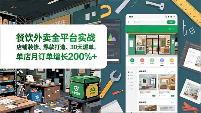 图片[1]-（16978期）餐饮外卖全平台实战，店铺装修、爆款打造、30天爆单，手把手教学，单店月订单增长200%+