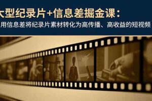 (16741期)大型纪录片+信息差掘金课:利用信息差将纪录片素材转化为高传播、高收益的短视频-麦资源网