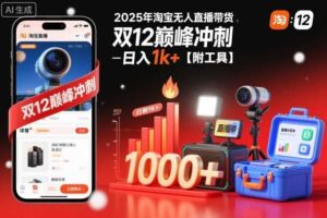 2025年淘宝无人直播带货，冲刺双12，日入1k+【附工具】【揭秘】-麦资源网