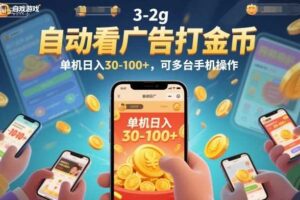 自动看广告打金币，单机日入30-100+，可多台手机操作【揭秘】-麦资源网