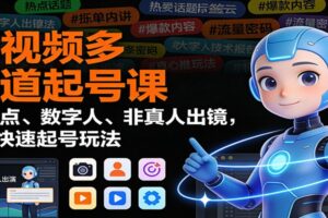 短视频多赛道起号课：蹭热点、数字人、非真人出镜，8大快速起号玩法-麦资源网