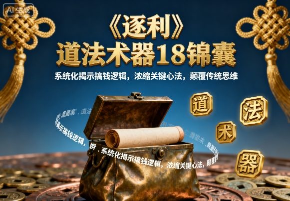 《逐利》道法术器18锦囊，系统化揭示搞钱逻辑，浓缩关键心法，*传统思维（更新）