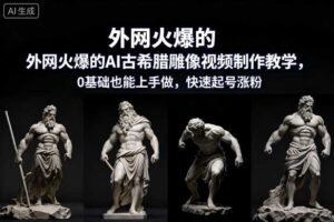 外网火爆的AI古希腊雕像视频制作教学，0基础也能上手做，快速起号涨粉-麦资源网
