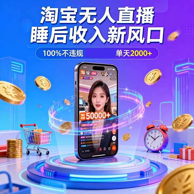 图片[1]-（16822期）淘宝无人直播，不违规不封号，直播100小时卖了5万，年底旺季！