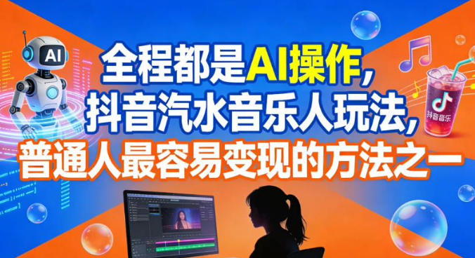 全程都是AI操作，抖音汽水音乐人玩法，普通人*变现的方法之一