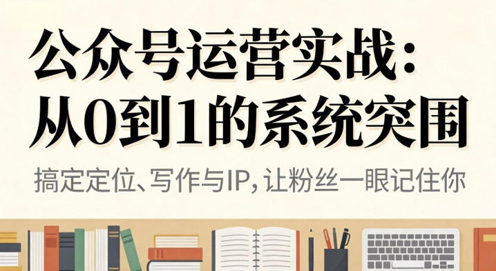 公众号运营实战，从*到变现的全流程，从0到1的系统突围