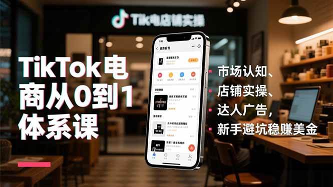 图片[1]-（16818期）TikTok电商从0到1体系课，市场认知、店铺实操、达人广告，新手避坑稳赚美金