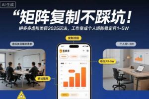 矩阵复制不踩坑！拼多多虚拟类目2025玩法，工作室或者个人矩阵稳定月1-5W【揭秘】-麦资源网