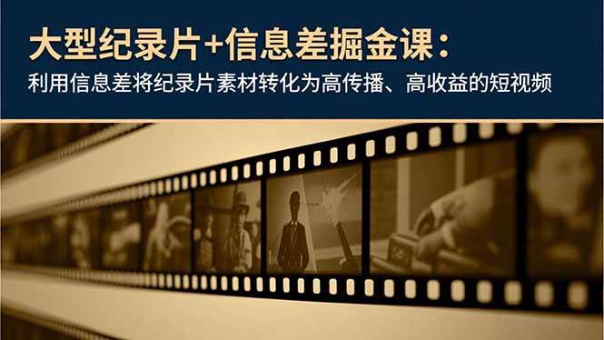 图片[1]-（16741期）大型纪录片+信息差掘金课：利用信息差将纪录片素材转化为高传播、高收益的短视频