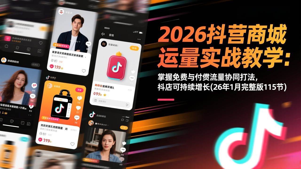 图片[1]-（17165期）2026抖音商城运营实战教学：掌握免费与付费流量协同打法，抖店可持续增长(26年1月完整版115节)