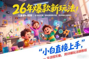 26年爆款新玩法，儿童科普AI视频，全流程实操，轻松做爆款内容，小白直接上手，附详细玩法教程-麦资源网