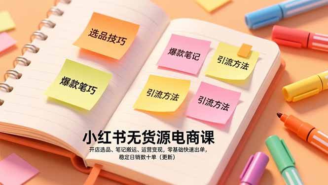 图片[1]-（17018期）小红书无货源电商课，开店选品、笔记搬运、运营变现，零基础快速出单，稳定日销数十单（更新）