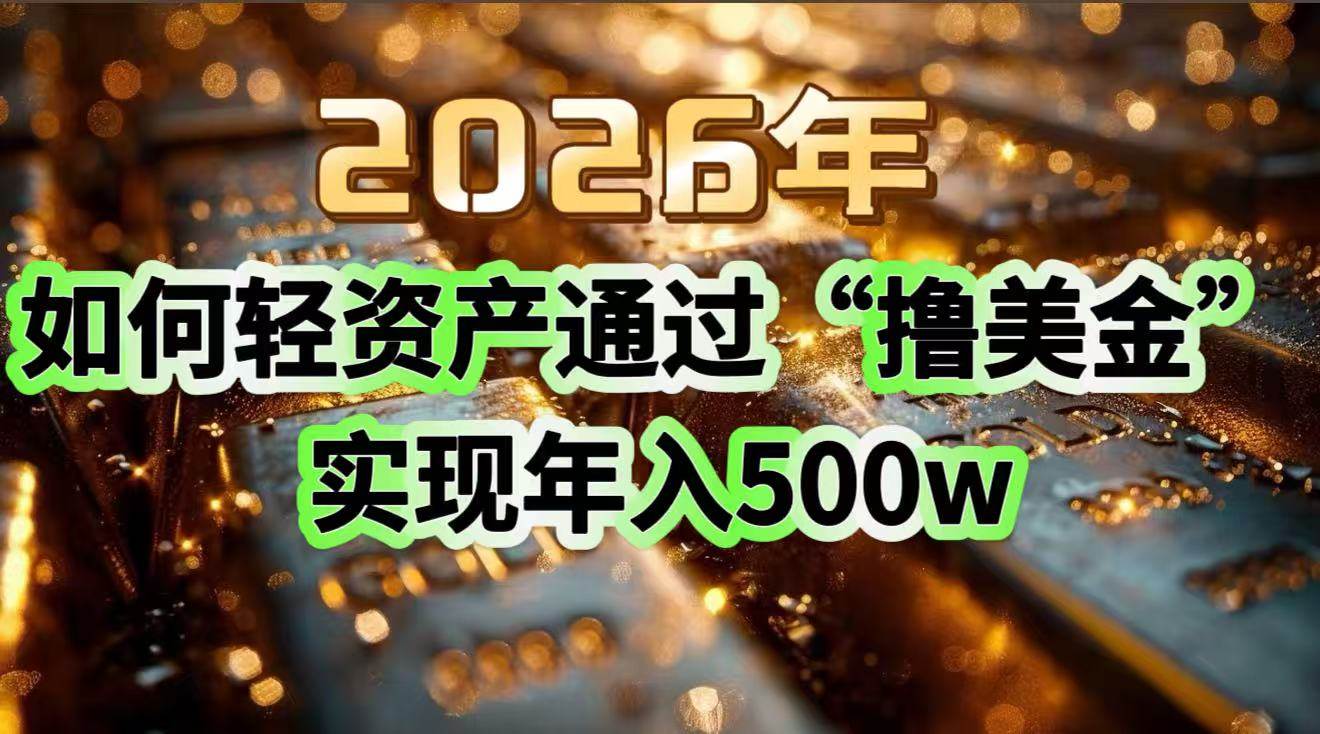 图片[1]-（17033期）2026年如何轻资产通过“撸美金”实现年入500w