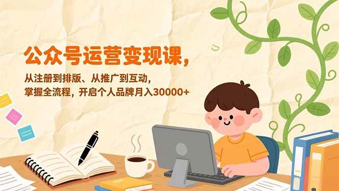 图片[1]-（17067期）公众号运营变现课，从注册到排版、从推广到互动，掌握全流程，开启个人品牌月入30000+