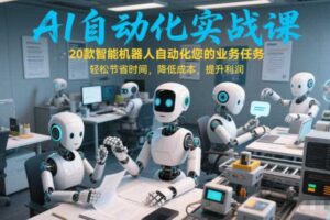 AI自动化实战课：20款智能机器人自动化您的业务任务，轻松节省时间，降低成本，提升利润-麦资源网