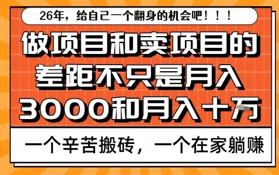 为什么卖项目能轻松月入10个W，而做项目却*賺不到什么钱？原因竟然是这个！【揭秘】