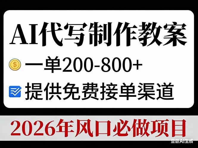 图片[1]-（17096期）AI代写制作教案，一单200-800+，提供免费接单渠道，2026年风口必做项目