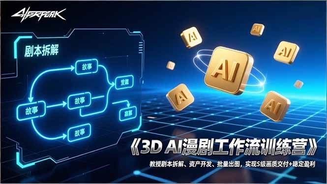 图片[1]-（17276期）3D AI漫剧工作流训练营：教授剧本拆解、资产开发、批量出图，实现S级画质交付+稳定盈利