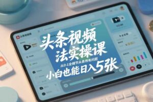 头条视频玩法实操课，从0-1全细节头条所有问题，小白也能日入5张-麦资源网