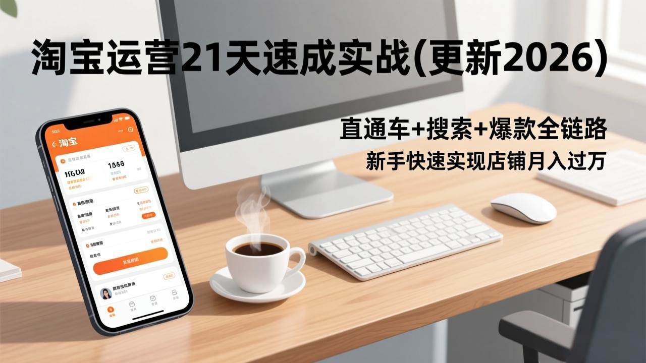 图片[1]-（17201期）淘宝运营21天速成实战(更新2026)，直通车+搜索+爆款全链路，新手快速实现店铺月入过万