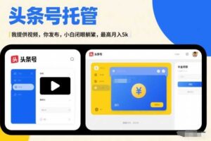 头条号AI托管，我提供视频，你发布，小白闭眼躺賺，最高月入5k+【揭秘】-麦资源网