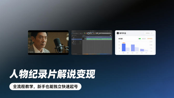 人物纪录片解说变现，全流程教学，新手也能*快速起号