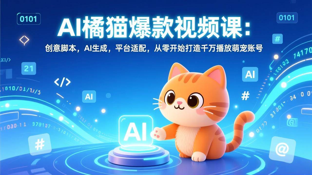 图片[1]-（17091期）AI橘猫爆款视频课：创意脚本，AI生成，平台适配，从零开始打造千万播放萌宠账号
