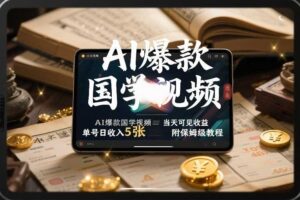 AI爆款国学视频，独家起号方法，小白直接上手，当天可见收益，单号日收入5张+附保姆级教程-麦资源网