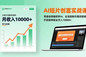 （17236期）AI短片创富实战课：零基础掌握即梦AI，全流程制作爆款视频，开启接单副业月入10000+(更新)-麦资源网