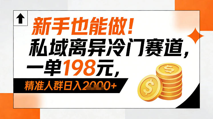 新手也能做！私域离异冷门赛道，一单198，*人群日入1k+