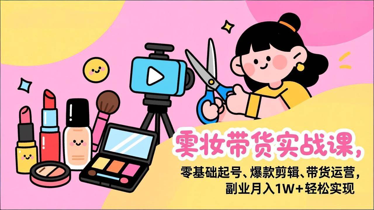 图片[1]-（17189期）美妆带货实战课，零基础起号、爆款剪辑、带货运营，副业月入1W+轻松实现