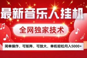 最新音乐人挂G，全网独家技术，简单操作，可矩阵，可放大，单机轻松月入5k+【揭秘】-麦资源网