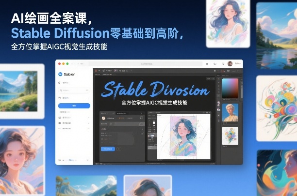 AI绘画全案课，Stable Diffusion零基础到高阶，*掌握AIGC视觉生成技能
