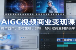 AIGC视频商业变现课：脚本创作、素材生成、剪辑，轻松做商业视频接单-麦资源网