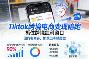 Tiktok跨境电商变现陪跑，抓住跨境红利窗口，国内电商卷，那就出海賺美金-麦资源网