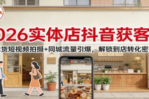 2026实体店抖音获客课：卖货短视频拍摄+同城流量引爆，解锁到店转化密码-麦资源网