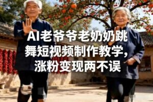 AI老爷爷老奶奶跳舞短视频制作教学，涨粉变现两不误-麦资源网