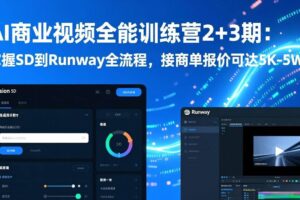 （17235期）AI商业视频全能训练营2+3期：掌握SD到Runway全流程，接商单报价可达5K-5W-麦资源网