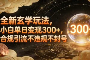 全新玄学玩法,小白单日变现3张+,合规引流不违规不封号-麦资源网