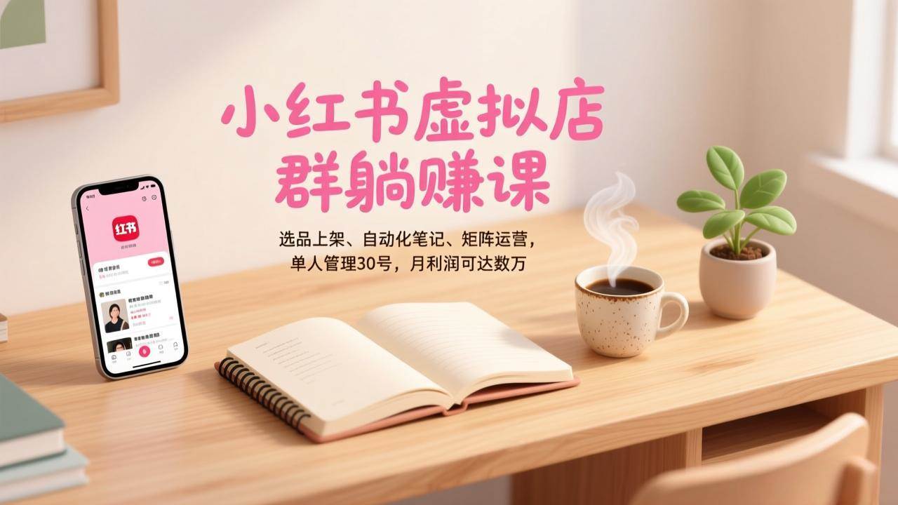 图片[1]-（17072期）小红书虚拟店群躺赚课，选品上架、自动化笔记、矩阵运营，单人管理30号，月利润可达数万