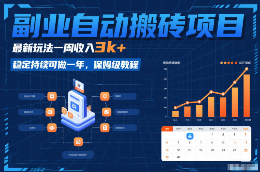 副业自动搬砖项目，*玩法一周收入3k+，稳定持续可做一年，保姆级教程【揭秘】