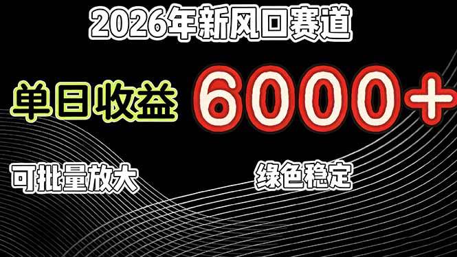 图片[1]-（17135期）2026年新风口赛道，当日6000+以上，可批量放大，月收入20万+，长期绿色稳定的项目