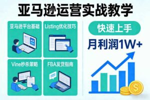 亚马逊运营实战教学，亚马逊平台+Listing优化+Vine秒杀+FBA发货等，快速上手，实现店铺月利润1W-麦资源网